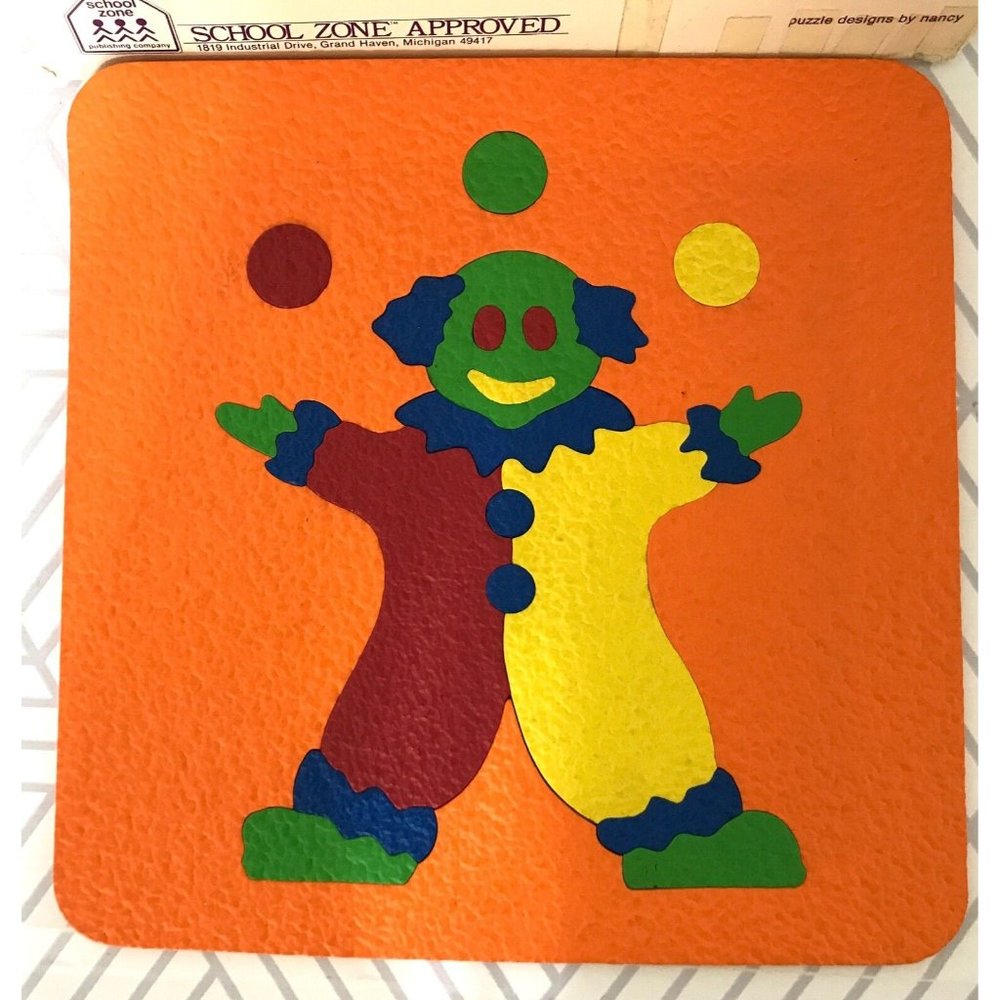 Vintage School Zone Foam Puzzle Clown‎ Juggler by Nancy 1980 Non Toxic Washable
